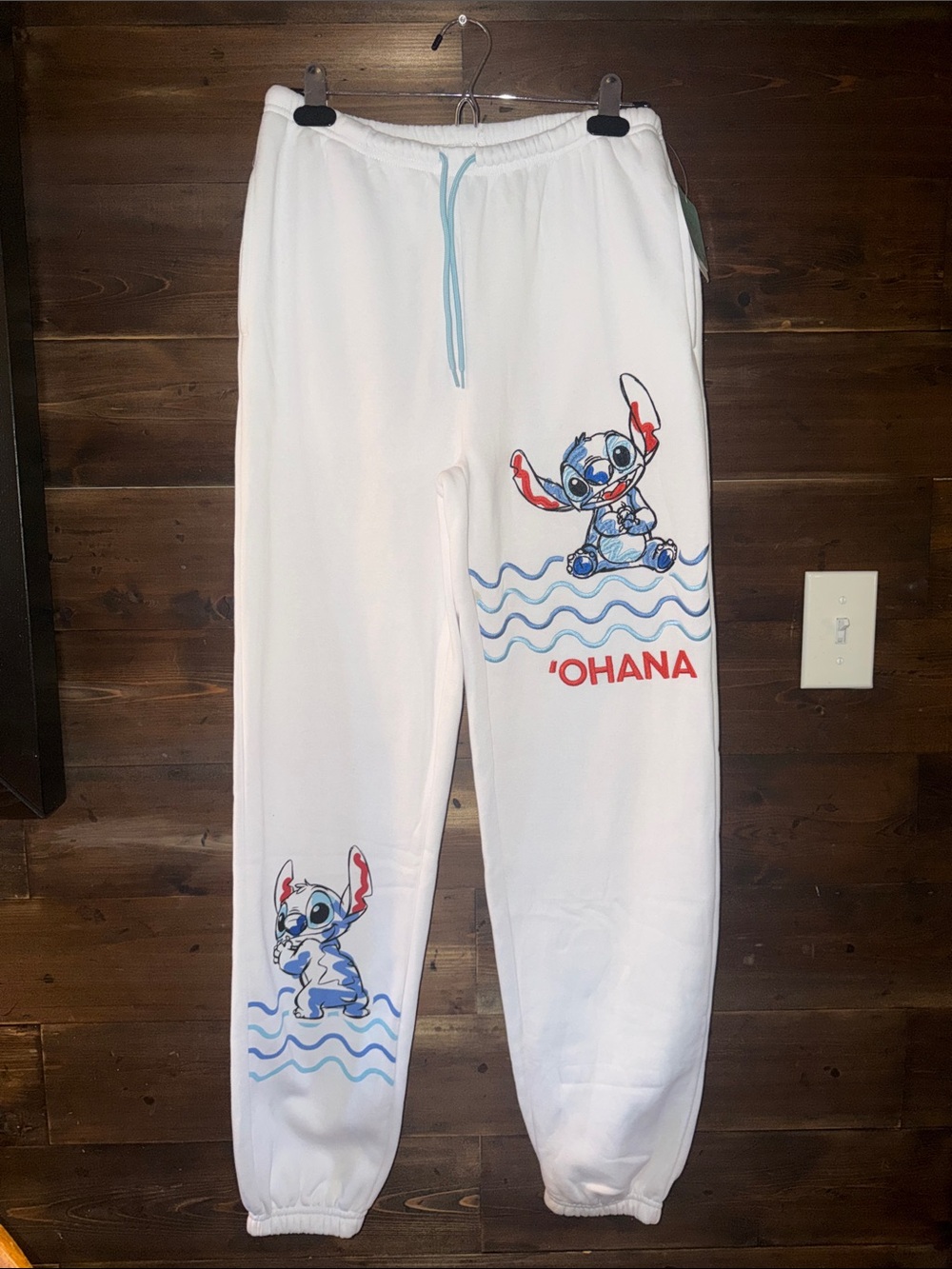 Disney White 'Ohana Stitch Jogger Track Pants
